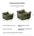 Kodi & Co. army green dog car booster seat with cushioned cotton walls and secure straps for small and large pets