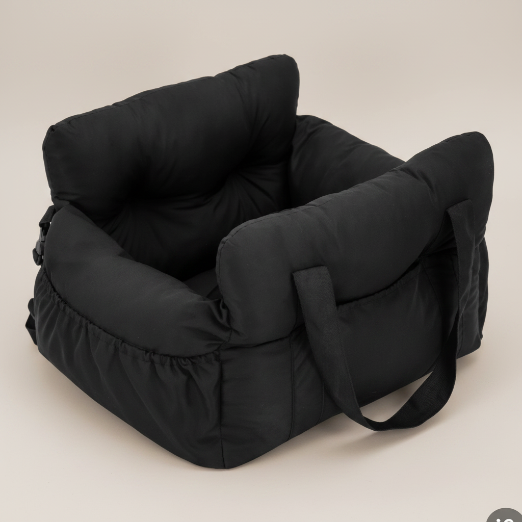 Kodi & Co. black dog car booster seat with soft cushioned walls for secure and comfortable travel