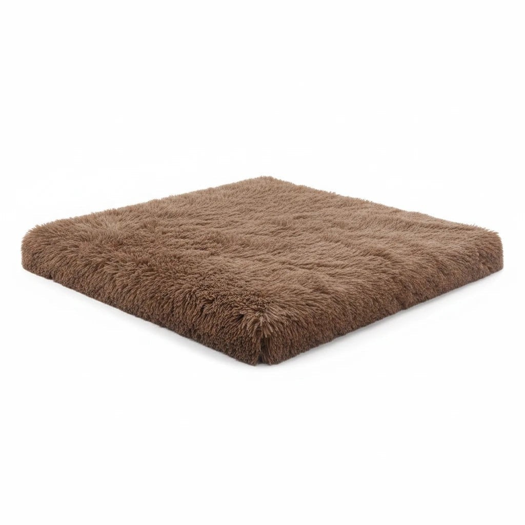 Kodi & Co. brown plush memory foam dog bed with a soft, shaggy texture for comfortable pet sleep