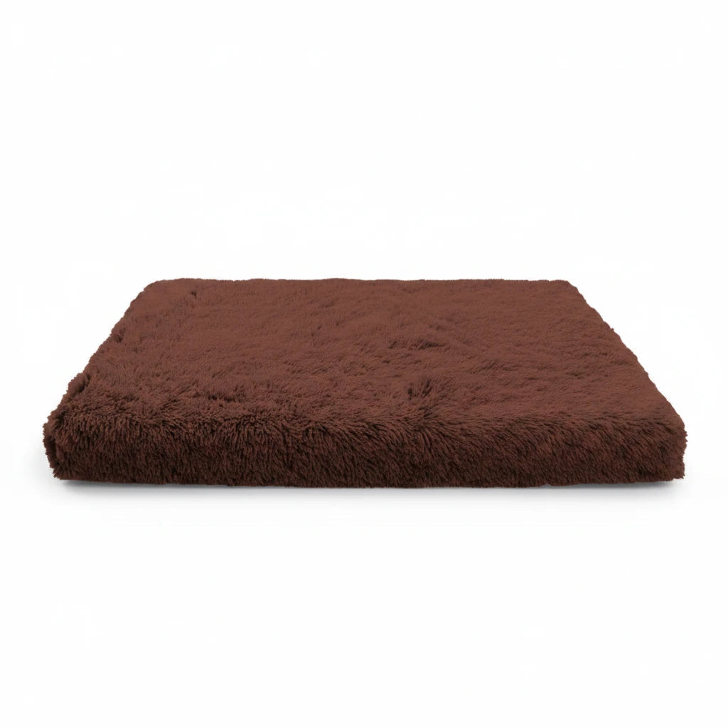 Kodi & Co. brown plush square pet bed with memory foam for comfortable dog sleep