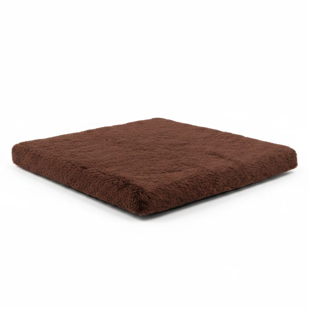Kodi & Co. brown plush square memory foam pet bed for dogs with a soft fabric surface