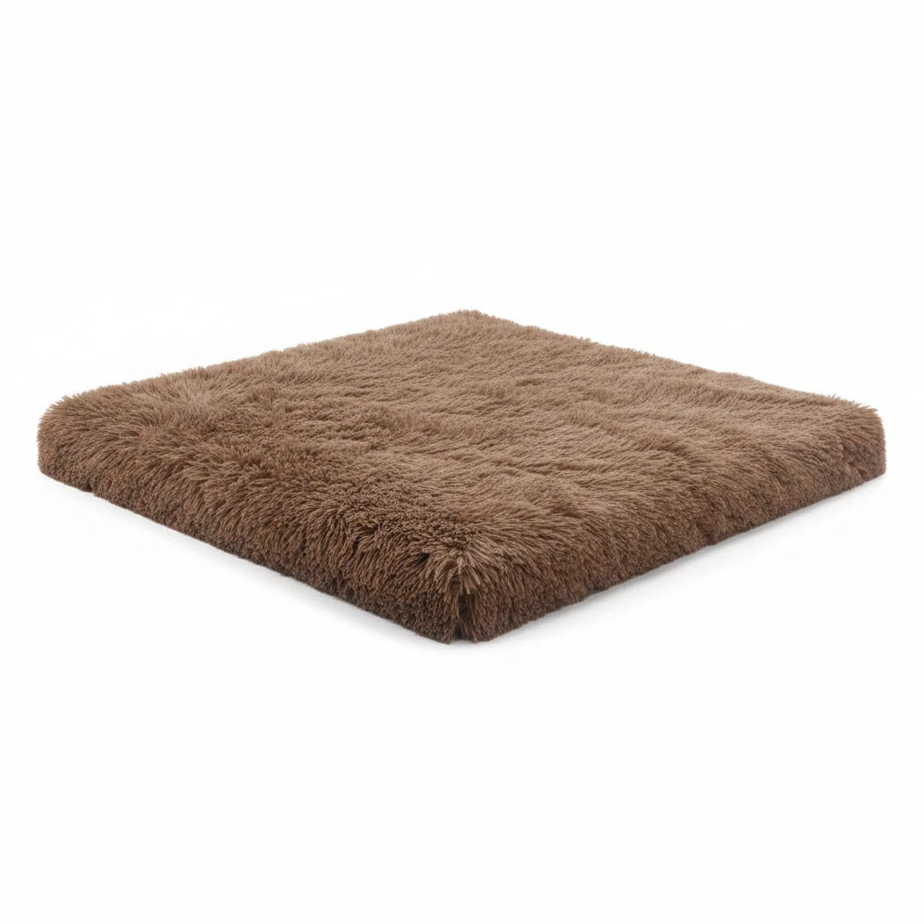 Kodi & Co. brown plush square pet bed with soft memory foam for comfortable dog sleep