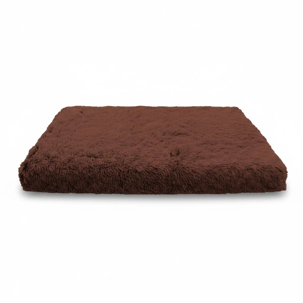 Kodi & Co. brown plush square pet bed with soft memory foam for deep sleep and comfort