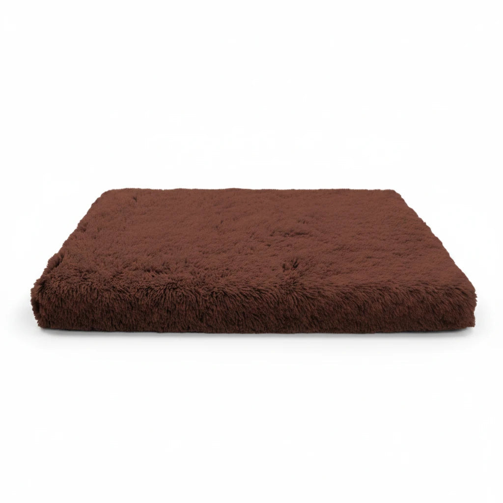 Kodi & Co. plush square brown dog bed with soft memory foam padding for deep sleep and comfort