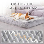 Kodi & Co. plush gray square dog bed with orthopedic egg crate memory foam for deep sleep and comfort