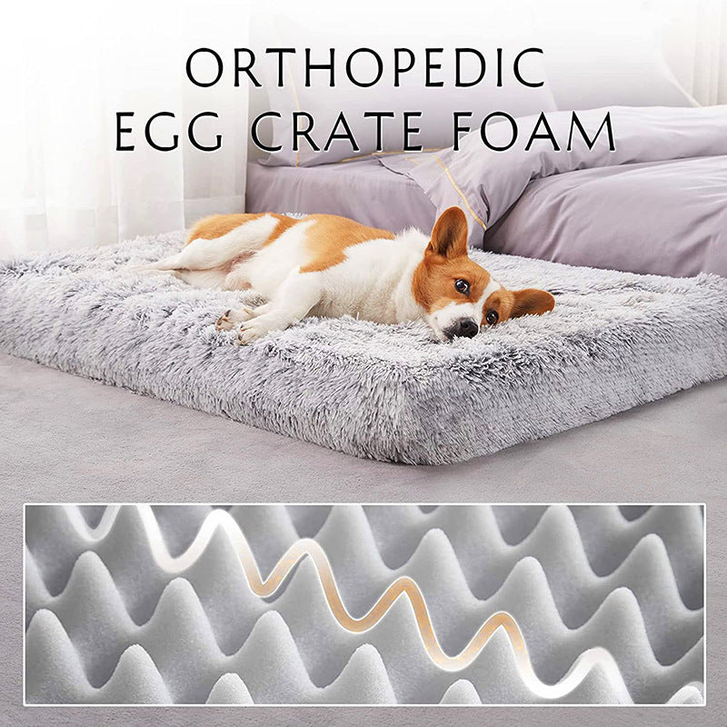 Kodi & Co. plush gray square dog bed with orthopedic egg crate memory foam for deep sleep and comfort