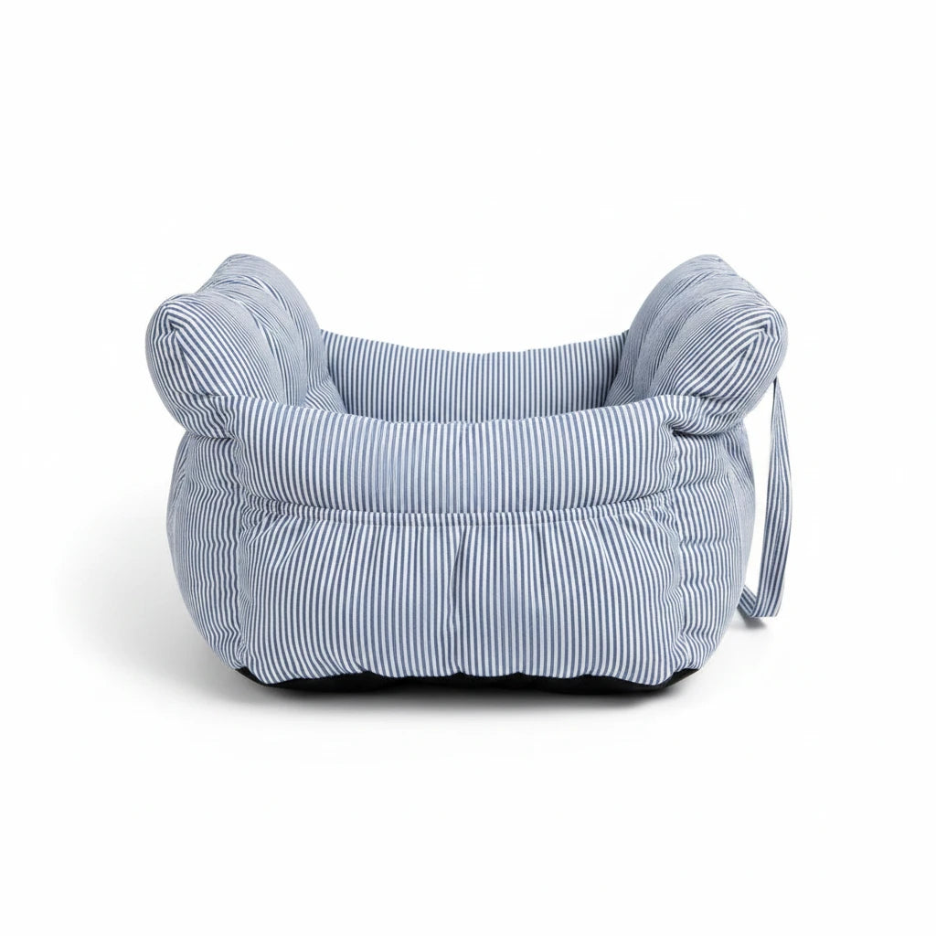 Kodi & Co. blue and white striped cushioned dog car booster seat for small and large dogs